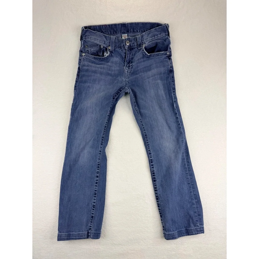 True Religion Mens Straight Leg Jeans Blue Medium Wash Denim Size 32x27